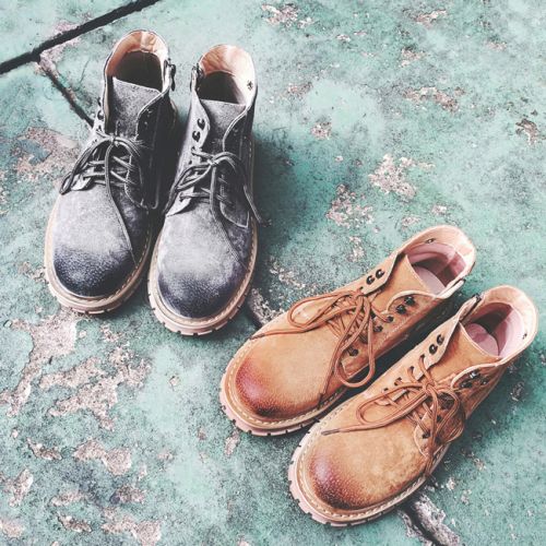 Boots - chaussures dont première couche de peau de porc ronde pour hiver - tendance des jeunes - semelle TPR - Ref 95