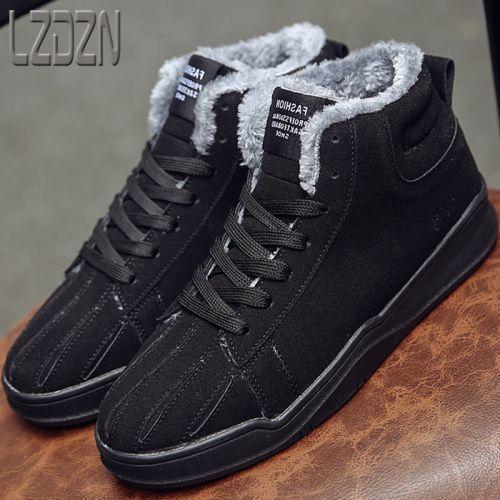 Boots - chaussures en PU LZDZN tête plate pour hiver - tendance des jeunes - semelle caoutchouc - Ref 951469
