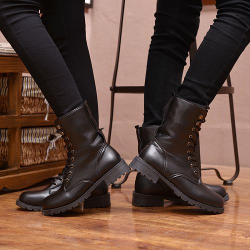 Boots - chaussures en PU ronde pour hiver - Angleterre - semelle caoutchouc - Ref 951481