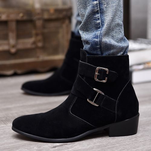 Boots - chaussures en PU pointu pour hiver - loisir - semelle caoutchouc - Ref 951486