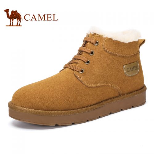 Boots - chaussures en plancher de cuir, En plus de de vache, CAMEL ronde pour hiver - loisir - Ref 951493