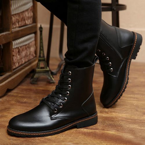 Boots - chaussures en PU ronde pour hiver - loisir - semelle caoutchouc - Ref 951499