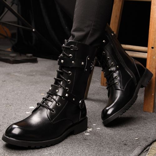 Boots - chaussures en Première couche de cuir, En plus de de vache, ronde pour hiver - tendance des jeunes - semelle cao