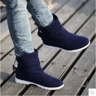 Boots - chaussures en PU ronde pour printemps - semelle caoutchouc - Ref 951547