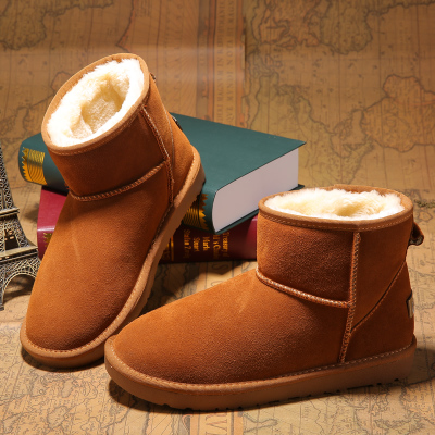 Boots - chaussures en plancher de cuir, En plus de de vache, ronde pour hiver - loisir - semelle TPR - Ref 9515