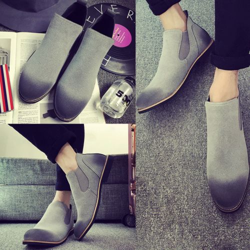 Boots - chaussures en Nubuck ronde pour printemps - loisir - semelle caoutchouc - Ref 951569