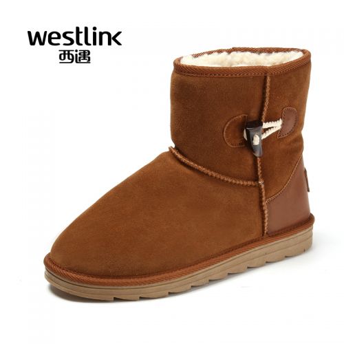 Boots - chaussures en de vache WESTLINK ronde pour hiver - loisir - semelle caoutchouc - Ref 951588