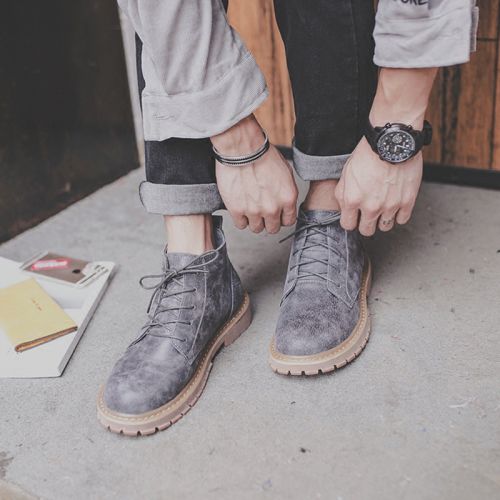 Boots - chaussures dont première couche de peau de porc ronde pour hiver - tendance des jeunes - semelle caoutchouc - Ref 95159