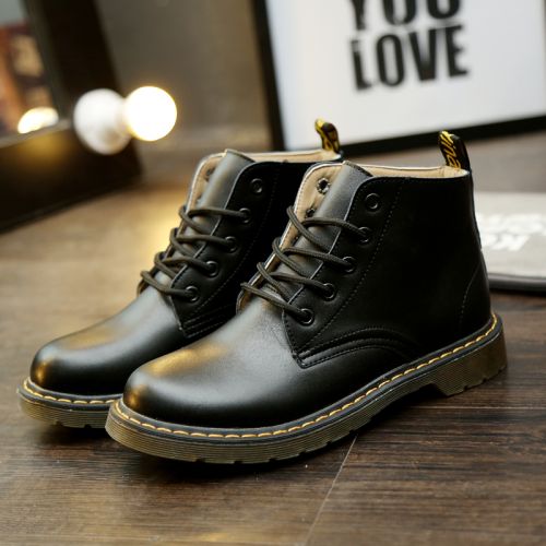 Boots - chaussures en cuir ronde pour printemps - semelle caoutchouc - Ref 951608