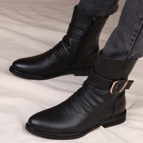 Boots - chaussures en Microfiber pointu pour hiver - loisir - semelle caoutchouc - Ref 951614