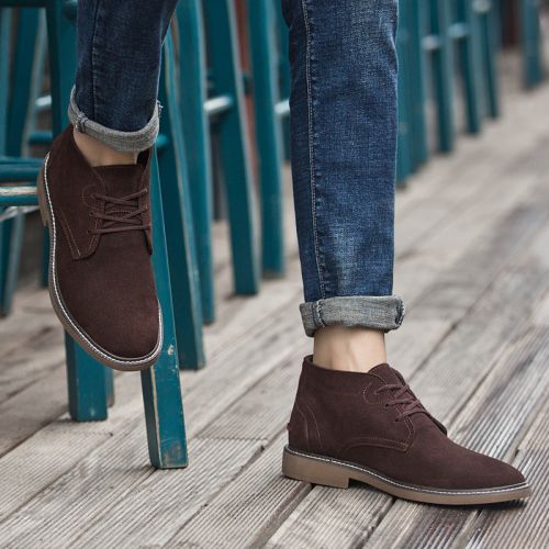 Boots - chaussures en de vache ronde pour hiver - loisir - semelle caoutchouc - Ref 951635