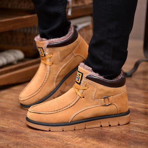Boots - chaussures en Nubuck ronde pour hiver - loisir - semelle caoutchouc - Ref 951647