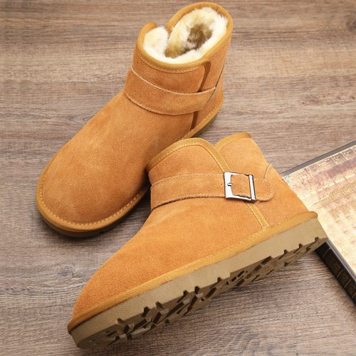 Boots - chaussures en Nubuck ronde pour hiver - semelle caoutchouc - Ref 951649