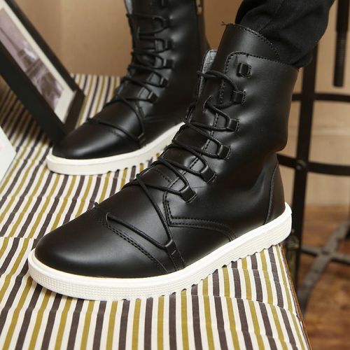 Boots - chaussures en plancher de cuir, En plus de de vache, ronde pour hiver - Angleterre - semelle caoutchouc - Ref 95