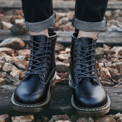 Boots - chaussures en plancher de cuir, En plus de de vache, ronde pour printemps - Angleterre - semelle caoutchouc - Re