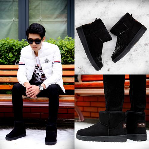 Boots - chaussures en Une variété de matériaux épissure ronde pour hiver - loisir - semelle caoutchouc - Ref 951685