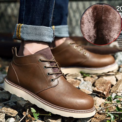 Boots - chaussures en plancher de cuir, En plus de de vache, ronde pour printemps - loisir - semelle caoutchouc - Ref 95