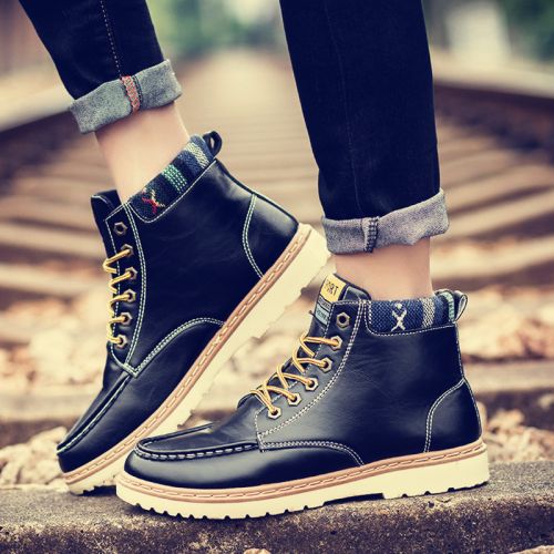 Boots - chaussures en PU ronde pour printemps - tendance des jeunes - semelle caoutchouc - Ref 951736