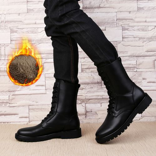 Boots - chaussures en Première couche de cuir, En plus de de vache, SUNBUY ronde pour hiver - loisir - semelle caoutchou