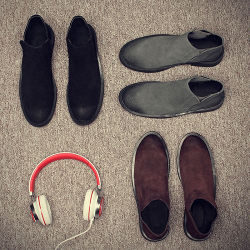 Boots - chaussures en plancher de cuir, En plus de de vache, JONTHONG ronde pour hiver - Angleterre - semelle caoutchouc