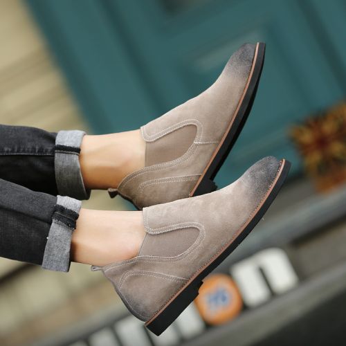 Boots - chaussures en de vache ronde pour printemps - Angleterre - semelle caoutchouc - Ref 951787