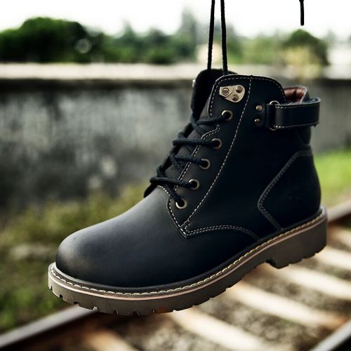 Boots - chaussures en Première couche de cuir, En plus de de vache, ronde pour hiver - tendance des jeunes - semelle cao