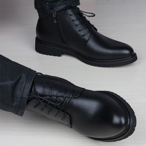 Boots - chaussures en plancher de cuir, En plus de de vache, pointu pour hiver - tendance des jeunes - semelle caoutchou