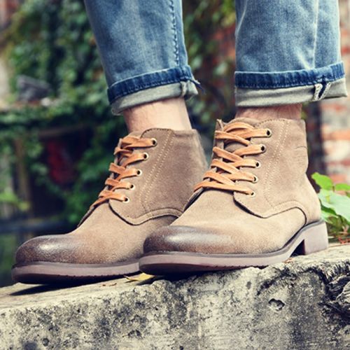 Boots - chaussures en Nubuck ronde pour hiver - Angleterre - semelle caoutchouc - Ref 951840