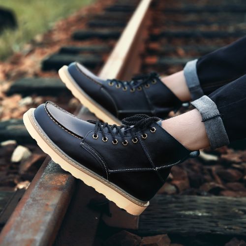 Boots - chaussures en plancher de cuir, En plus de de vache, DEALYORK ronde pour hiver - loisir - semelle caoutchouc - R