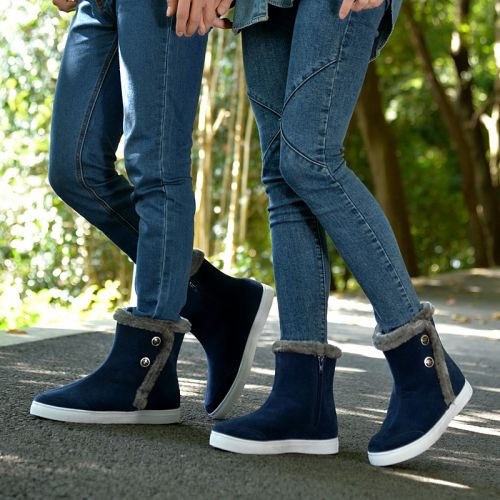 Boots - chaussures en Nubuck ronde pour hiver - semelle caoutchouc - Ref 951845