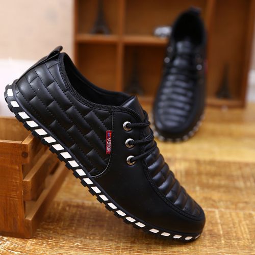 Boots - chaussures en cuir ronde pour hiver - Retro - semelle caoutchouc - Ref 951850