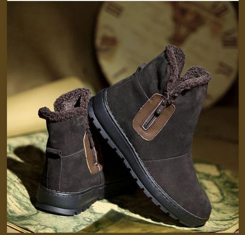 Boots - chaussures en Première couche de cuir, En plus de de vache, ronde pour hiver - Angleterre - semelle caoutchouc -