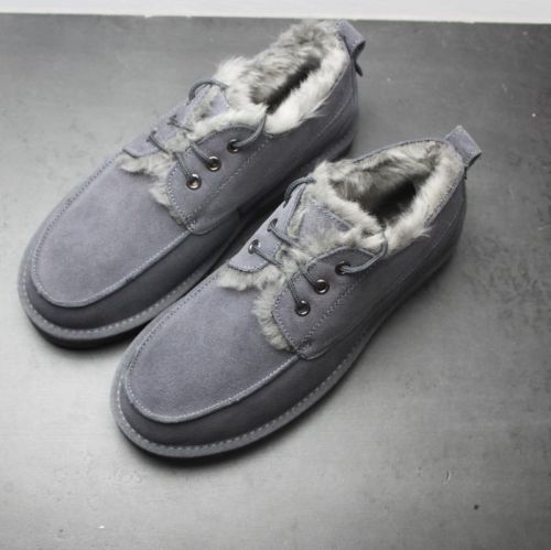 Boots - chaussures en cuir ronde pour hiver - simple - semelle caoutchouc - Ref 951952