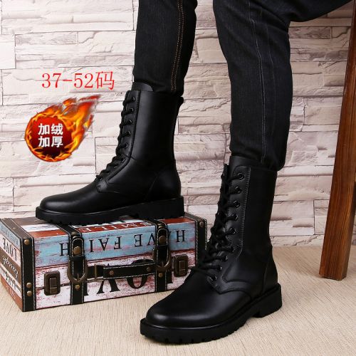 Boots - chaussures en Première couche de cuir, En plus de de vache, ronde pour hiver - loisir - semelle caoutchouc - Ref