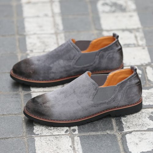 Boots - chaussures en cuir ronde pour printemps - Angleterre - semelle caoutchouc - Ref 951962