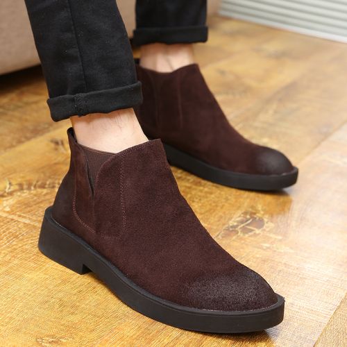 Boots - chaussures en cuir pointu pour hiver - Angleterre - semelle caoutchouc - Ref 952003