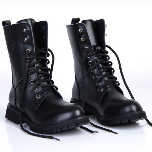 Boots - chaussures en cuir ronde pour printemps - Europe - semelle caoutchouc - Ref 952013