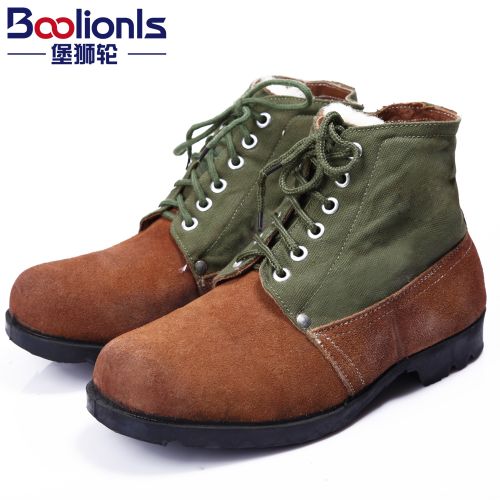 Boots - chaussures en cuir BOOLIONLS ronde pour hiver - Retro - semelle caoutchouc - Ref 952039
