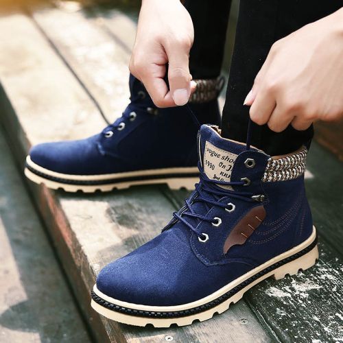 Boots - chaussures en 100KMPF ronde pour hiver - Retro - semelle caoutchouc - Ref 952069