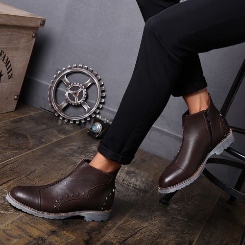 Boots - chaussures en Microfiber pointu pour printemps - Angleterre - semelle caoutchouc - Ref 952078