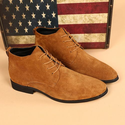 Boots - chaussures en Nubuck pointu pour printemps - tendance des jeunes - semelle caoutchouc - Ref 952091