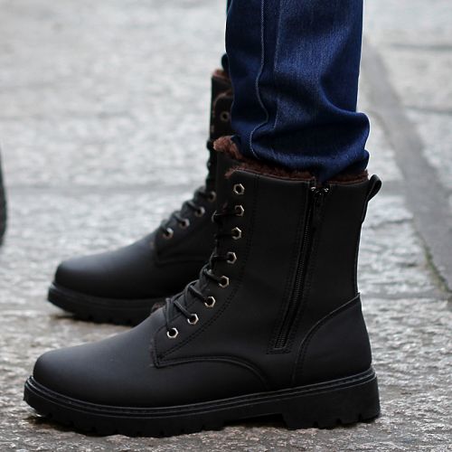 Boots - chaussures en PU ronde pour printemps - semelle caoutchouc - Ref 952095