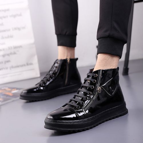 Boots - chaussures en Première couche de cuir, En plus de de vache, ronde pour hiver - tendance des jeunes - semelle cao