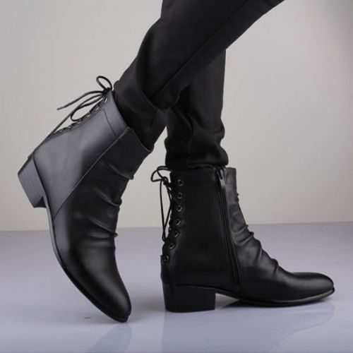 Boots - chaussures en Microfiber pointu pour hiver - Angleterre - semelle caoutchouc - Ref 952106