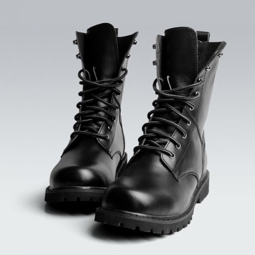 Boots - chaussures en Première couche de cuir, En plus de de vache, ronde pour hiver - Europe - semelle caoutchouc - Ref