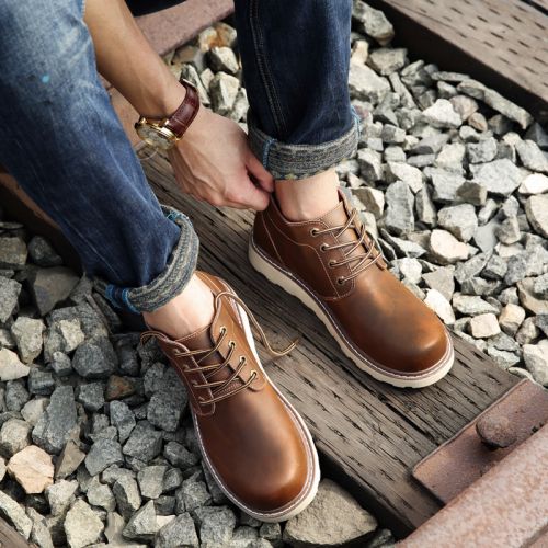 Boots - chaussures en cuir MADEN ronde pour hiver - loisir - semelle caoutchouc - Ref 952122