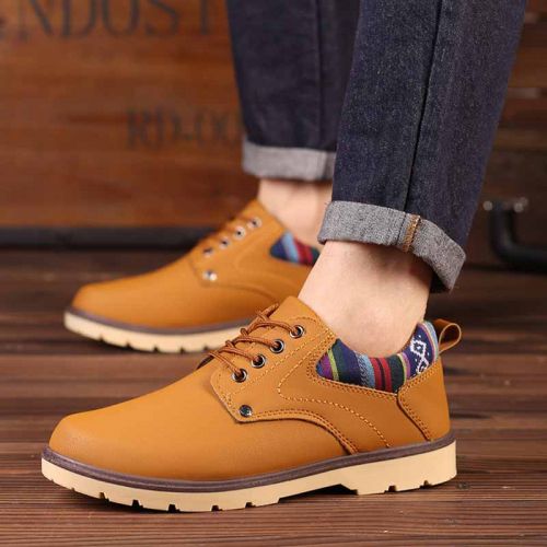 Boots - chaussures en cuir ronde pour été - loisir - semelle caoutchouc - Ref 952146