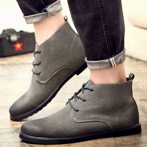 Boots - chaussures en Nubuck ronde pour printemps - loisir - semelle caoutchouc - Ref 952153