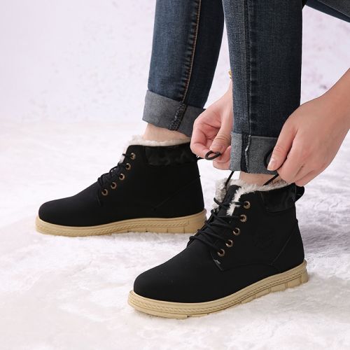 Boots - chaussures en peau de mouton, En plus de moutons / daim moutons, ronde pour hiver - loisir - semelle caoutchouc 