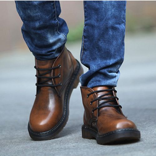 Boots - chaussures en cuir ronde pour hiver - Angleterre - semelle TPR - Ref 952275